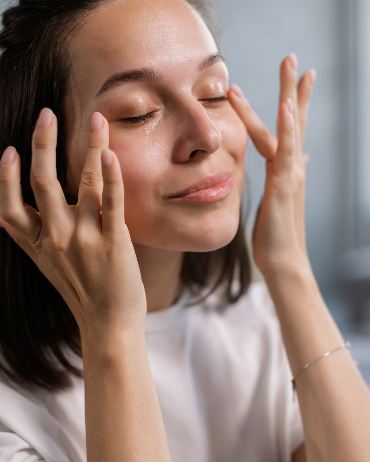 A woman with healthy, glowing skin